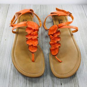 Kali 11 Flat Thong Sandals Orange Strappy